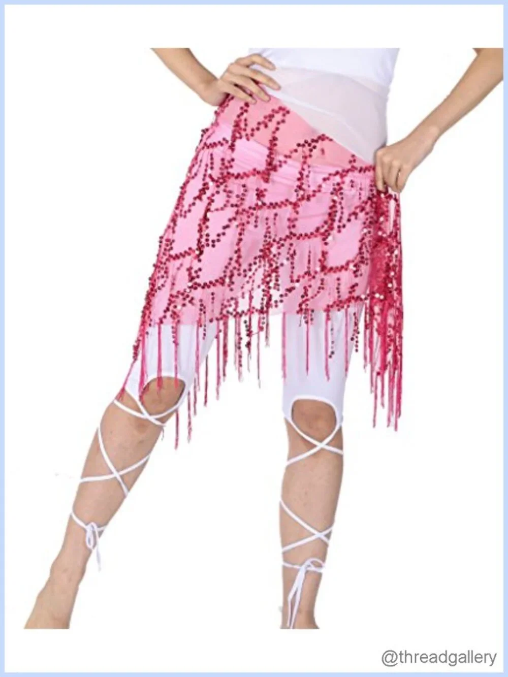 Sequin Triangle Hip Scarf with Fringe for Belly Dance